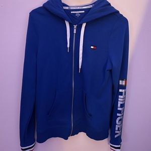 Royal blue zip up hoodie.